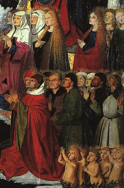 CHARONTON, Enguerrand The Coronation of the Virgin, detail: the crowd iyu